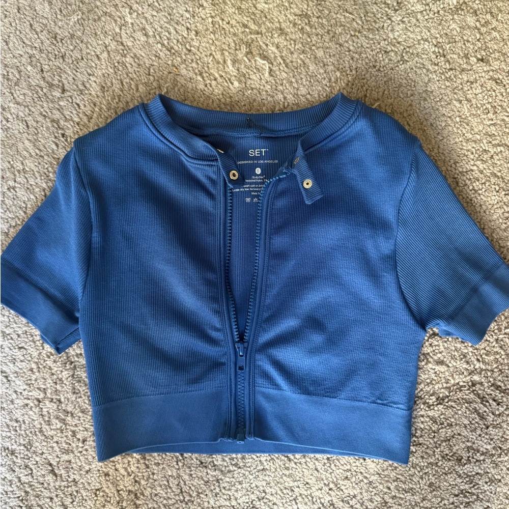 Set Active Blue Zip Up